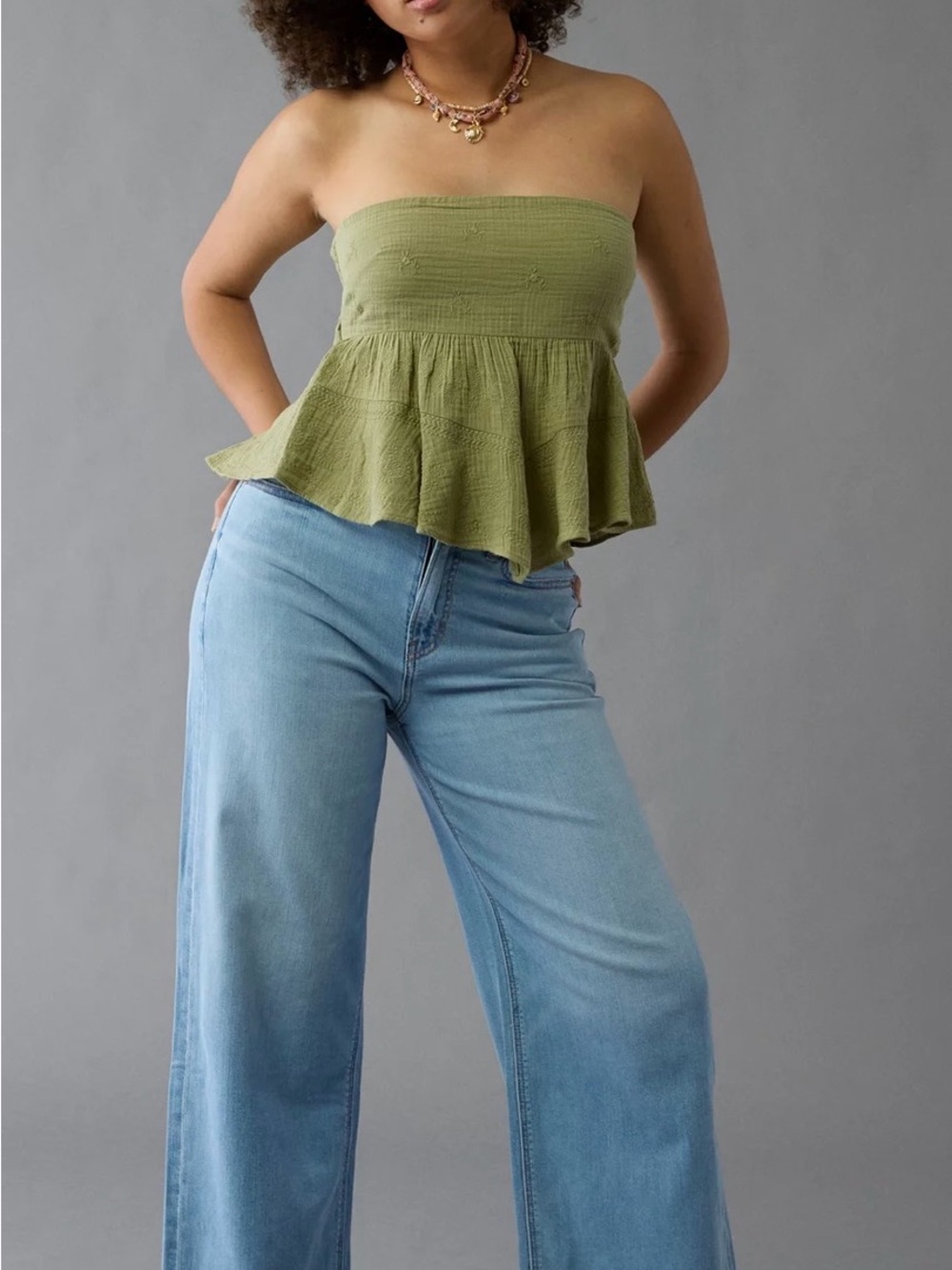 American Eagle Outfitters Light Blue Wide Leg Jeans